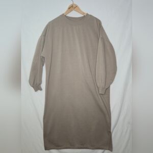 H&M Ladies Tan Long Sleeved Comfy Sweatshirt Dress Size Large